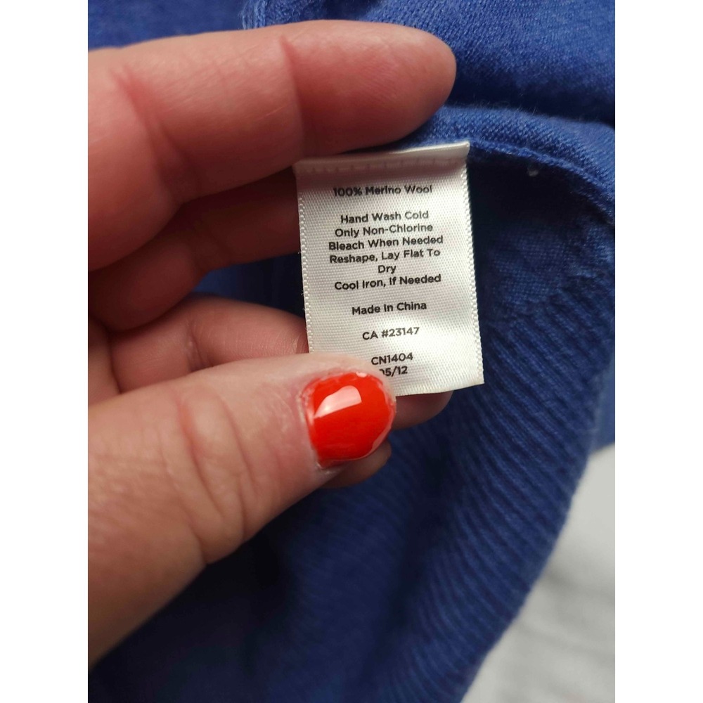 Talbots Cardigan Sweater Womens Size Mp Blue‎ Pure Merino Wool Open Front Knit - Picture 4 of 6